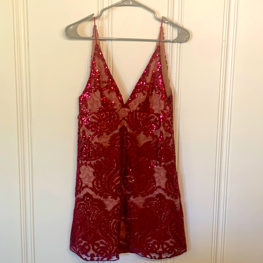 Red lace Free People dress size 2
